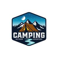 insigne de vecteur de camping et d'aventure illustration logo