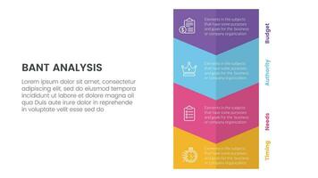 bant Ventes cadre méthodologie infographie avec gros verticale La Flèche à bas direction 4 point liste pour faire glisser présentation vecteur