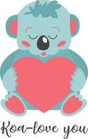 mignonne koala Valentin cadeau carte vecteur dessin animé style conception isolé sur blanc Contexte