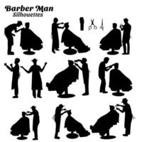 collection de des illustrations de silhouettes de coiffeur homme vecteur