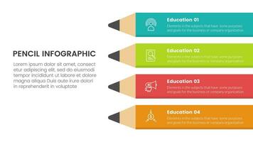 crayon éducation infographie 4 point étape modèle avec longue crayon sur droite colonne pour faire glisser présentation vecteur