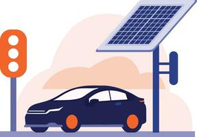 main tiré électrique voitures avec électrique mise en charge stations dans plat style vecteur