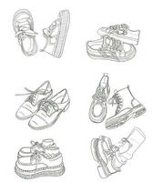 ouvrages d'art art ligne coloré des chaussures illustration La peinture planche vecteur