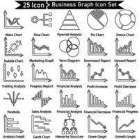 affaires graphique ligne icône ensemble vecteur