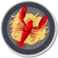 autocollant de homard spaghetti sur fond blanc vecteur