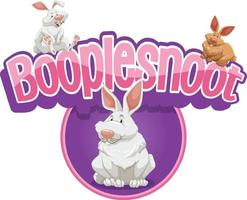 conception de polices booplesnoot avec un personnage de dessin animé mignon de lapin vecteur