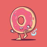 marrant Donut personnage dans une marrant pose vecteur illustration. nourriture, logo conception concept.