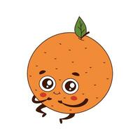 mignonne Orange des stands. dessin animé personnage agrumes fruit avec bras, jambes et yeux vecteur illustration isolé sur blanc Contexte