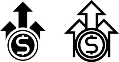 la finance croissance icône, argent profit signe symbole, glyphe et ligne style. vecteur illustration