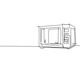 un seul dessin au trait d'un appareil ménager de cuisinière à micro-ondes. concept d'outils de cuisine électrique. illustration de conception de dessin graphique en ligne continue dynamique vecteur