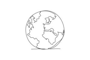 dessin d'une seule ligne de la terre du globe rond. silhouette d'icône de terre pour le concept d'éducation. Présentation de la géographie du territoire infographique isolée sur fond blanc. illustration graphique de vecteur de conception