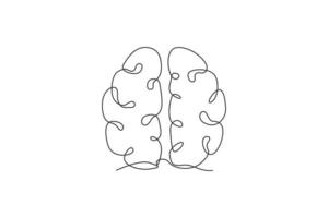 un seul dessin du cerveau humain pour mémoriser l'identité du logo de la clinique médicale. concept de logotype d'icône de bureau psychologique. illustration graphique de vecteur de dessin de ligne continue dynamique