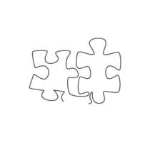 un seul dessin de pièces de puzzle pour l'identité du logo de l'entreprise de connexion. concept d'icône d'entreprise de travail d'équipe de forme de puzzle. ligne continue à la mode dessiner illustration vectorielle de conception vecteur