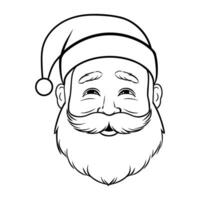 Père Noël claus avec une barbe ligne art vecteur