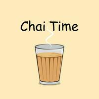 chai temps texte avec Indien thé verre vecteur illustration