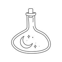bouteille de potion mystique, objet mystérieux minimaliste dessiné à la main. vecteur