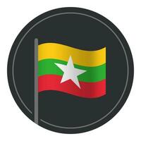abstrait myanmar drapeau plat icône dans cercle isolé sur blanc Contexte vecteur