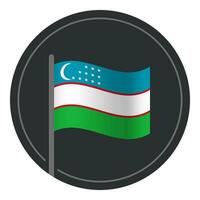 abstrait Ouzbékistan drapeau plat icône dans cercle isolé sur blanc Contexte vecteur