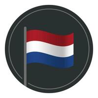 abstrait Pays-Bas drapeau plat icône dans cercle isolé sur blanc Contexte vecteur