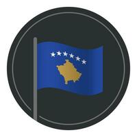 abstrait kosovo drapeau plat icône dans cercle isolé sur blanc Contexte vecteur