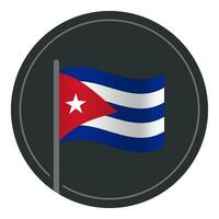 abstrait Cuba drapeau plat icône dans cercle isolé sur blanc Contexte vecteur