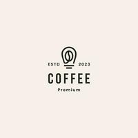 pense café ampoule idée café haricot logo ancien rétro vecteur