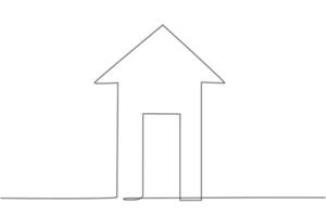 dessin d'une seule ligne de la forme de la construction d'une maison avec le symbole de la flèche vers le haut. concept minimal de croissance de la finance d'entreprise. illustration vectorielle graphique de conception de ligne continue moderne vecteur