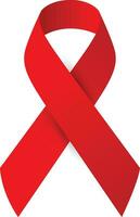 rouge ruban VIH, monde sida journée symbole, 1 décembre. 3d réaliste, vecteur illustration, isolé sur blanc Contexte.
