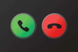 vecteur téléphone appel bouton répondre et fin symboles rouge et vert téléphone Icônes en relation Mots clés