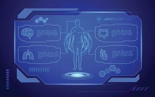 science-fiction soins de santé bannière hologramme futuriste interface, médical futuriste bannière vecteur