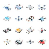 pack de drones isométrique Icônes vecteur