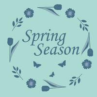 printemps saisonnier minimal bannière avec frontière brillant fleurs avec endroit pour texte. branché moderne Contexte. modèle pour publicité, la toile, social médias. vecteur