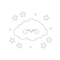 modèle silhouette de somnolent rose nuage avec étoiles. pour en tissu impression logo signe cartes bannières. des gamins mur art conception vecteur illustration