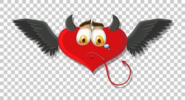 diable en forme de coeur avec expression faciale vecteur