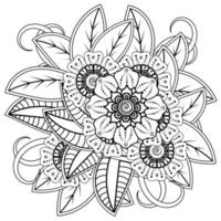 ornement décoratif de fleur de mehndi dans le style oriental ethnique, ornement de griffonnage, dessin de main de contour. vecteur