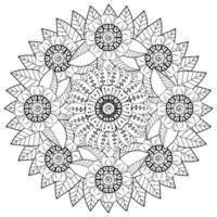 ornement décoratif de fleur de mehndi dans le style oriental ethnique, ornement de griffonnage, dessin de main de contour. vecteur