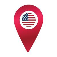 destination épingle icône avec Etats-Unis flag.location rouge carte marqueur vecteur