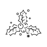 du gui ligne icône. hiver vacances baie décor contour style pictogramme sur blanc Contexte. Noël du gui avec feuilles et baies conception. vecteur graphique.