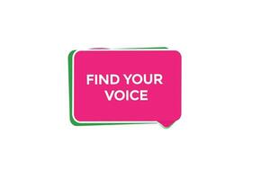 Nouveau trouver votre voix site Internet, Cliquez sur bouton, niveau, signe, discours, bulle bannière, vecteur