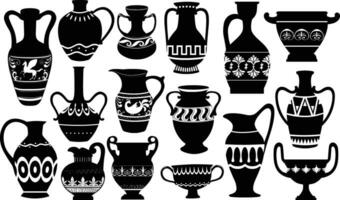 collection de grec des pots ancien poterie céramique des vases silhouettes. isolé vecteur des illustrations sur blanc Contexte