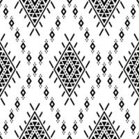 géométrique folklore sans couture ethnique répéter modèle. aztèque et navajo tribal style avec originaire de motif. noir et blanche. conception pour tapis, rideau, oreiller, textile, emballage, tissu, nappe de table, broderie. vecteur