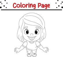 content peu fille coloration page vecteur