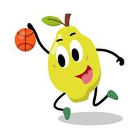 personnage de mangue mignon jouant au basket-ball illustration vecteur