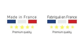 Label de qualité fabrique en france. fabriqué en France. marque de qualité pour les étiquettes, badges, étiquette, emblème. conception de vecteur. vecteur