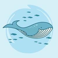 dessin animé d'illustrations de poisson baleine vecteur