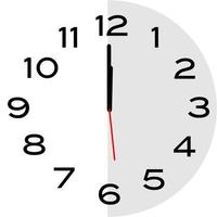 Icône d'horloge analogique 12 heures ou minuit vecteur
