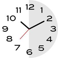 Icône d'horloge analogique 10 minutes après 10 heures vecteur