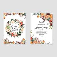 belle main dessin invitation de mariage design floral vecteur