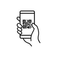 eps10 noir qr code balayage icône dans téléphone intelligent isolé sur blanc Contexte vecteur