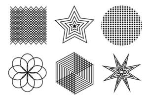 abstrait géométrique et sécante formes. vecteur illustration de différent contour objets. dessin de ligne éléments.
